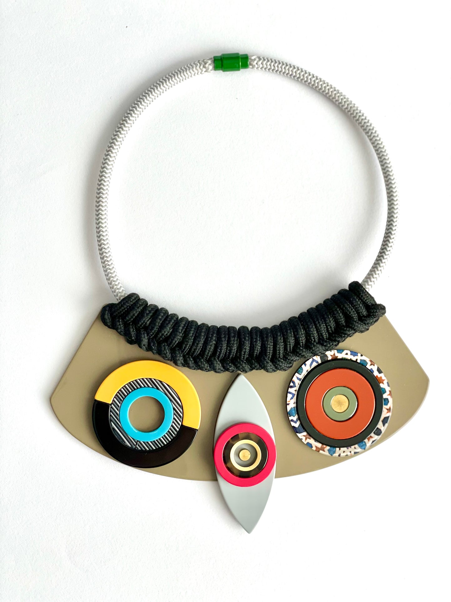 Double-face Necklace Fiori 1 Medium - grey and blush